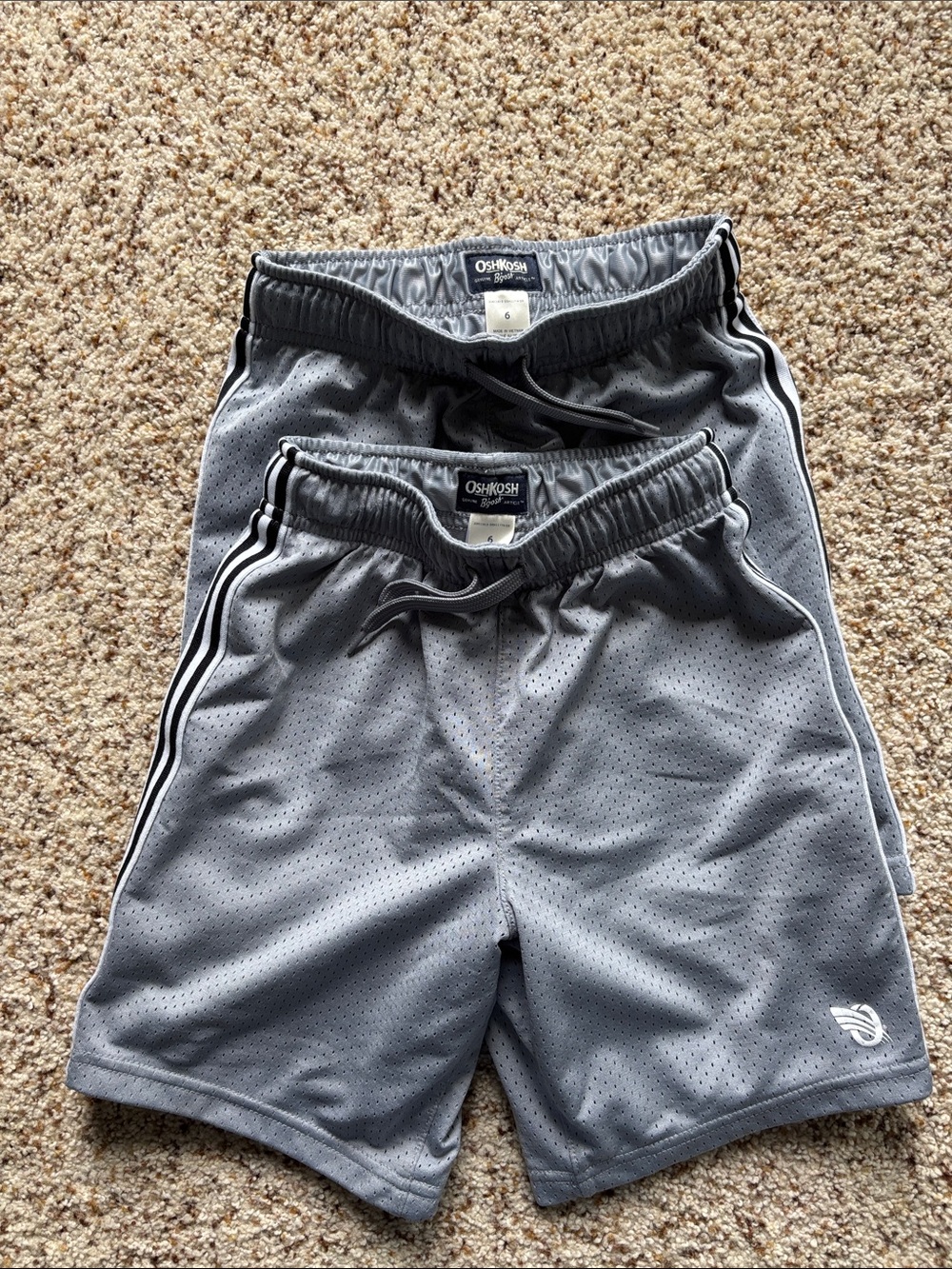 OshKosh B'gosh Gray Athletic Mesh Boys Shorts with Side Stripes